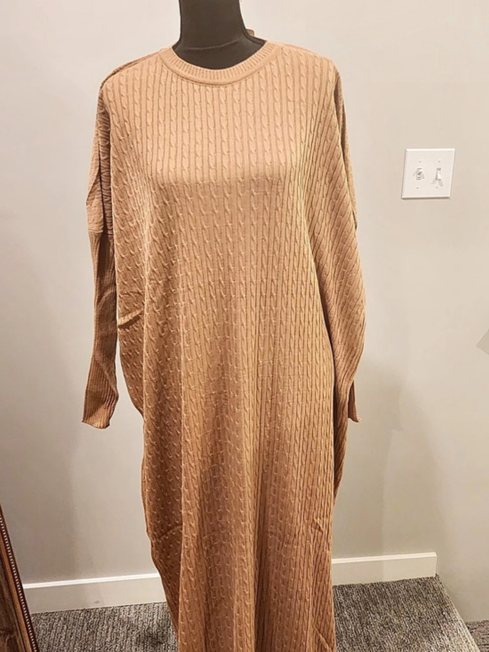Textured Knit Maxi Dress in Brown Like New